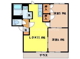 グランデール小川B棟の物件間取画像